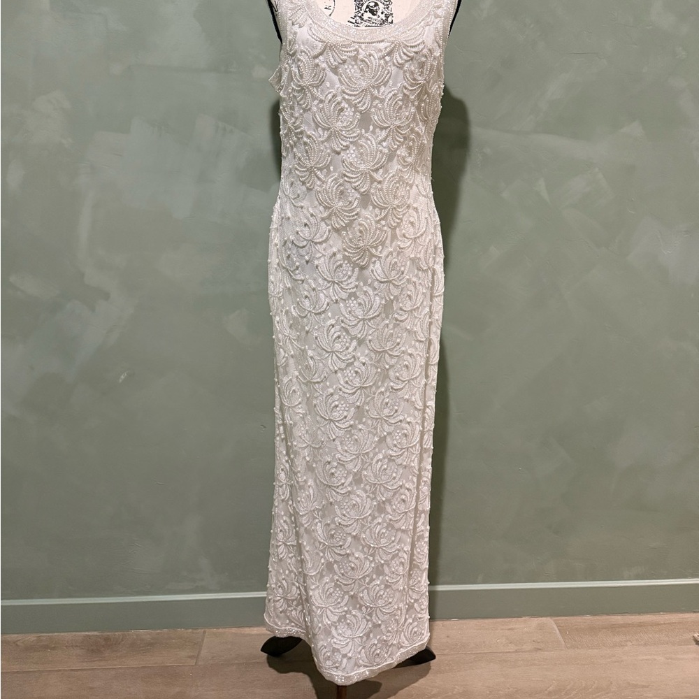 Vintage Scala White Beaded Maxi Dress - Picture 7 of 12